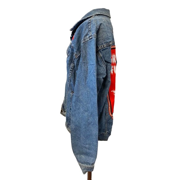 GRAND FUNK RAILROAD Denim Jacket Mens XXL Upcycled Patchwork Rock Tour Patriotic - Picture 3 of 9